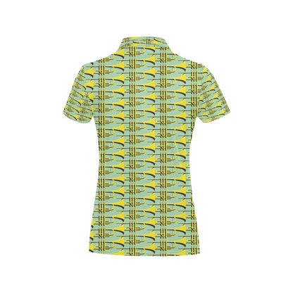 Trumpet Vintage Design Print Women's Polo Shirt