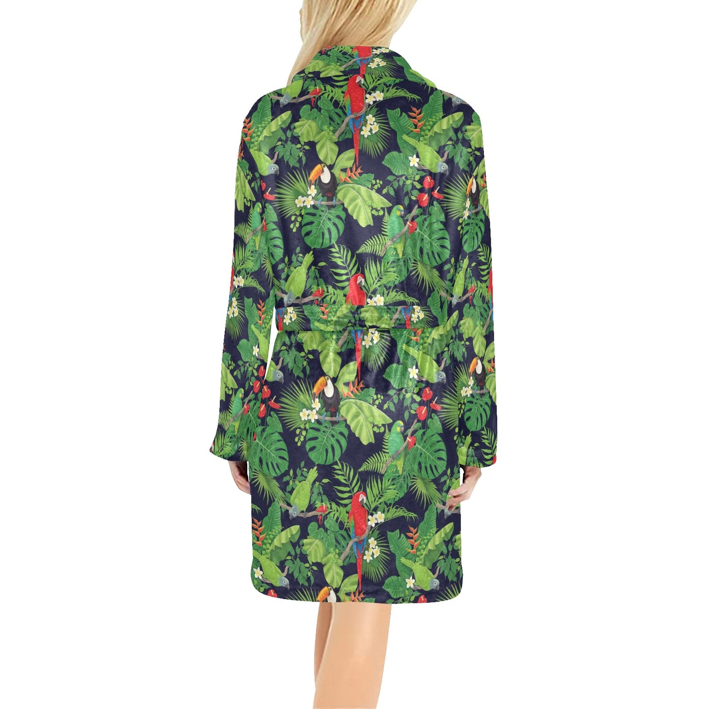 Rainforest Parrot Pattern Print Design A03 Women's Fleece Robe