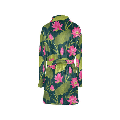 Water Lily Pattern Print Design WL09 Women's Fleece Robe