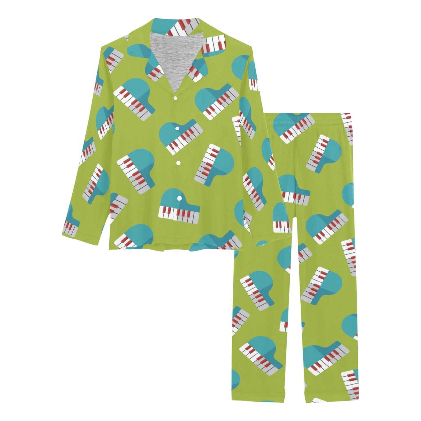 Piano Pattern Print Design 03 Women's Long Pajama Set