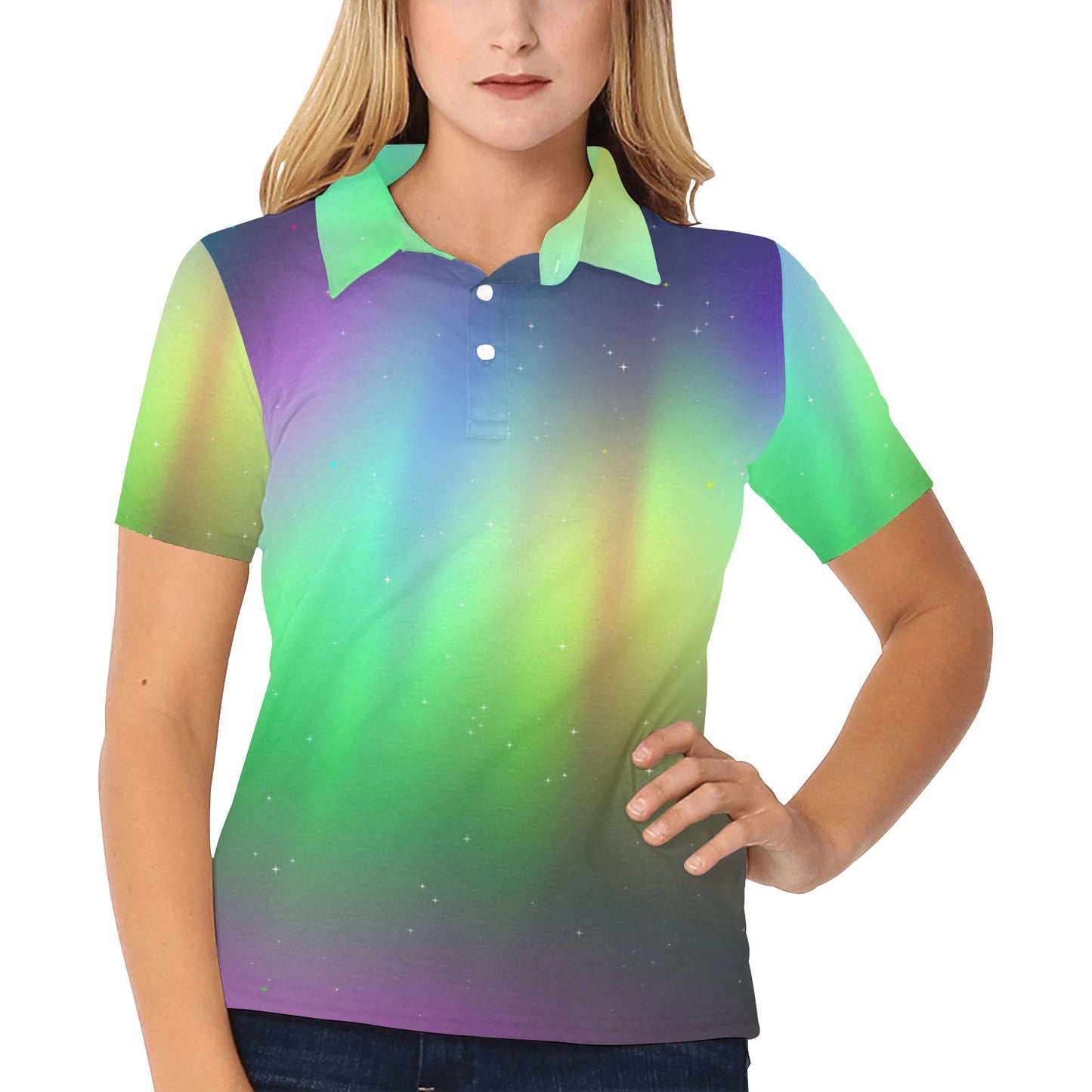 Aurora Borealis Pattern Print Design 03 Women's Polo Shirt