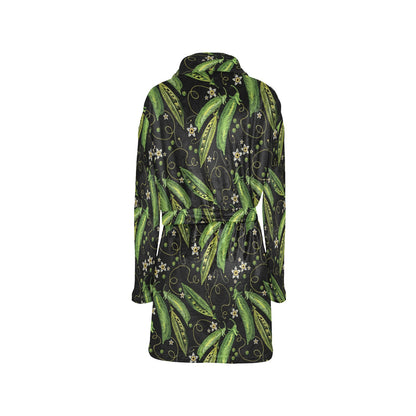 Peas Pattern Print Design A02 Women's Fleece Robe