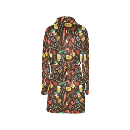 Barbecue Pattern Print Design 05 Women's Fleece Robe