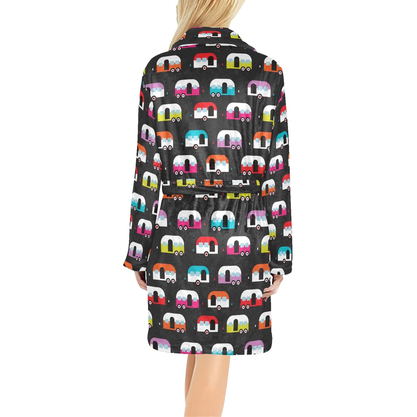 Camper Caravan Pattern Women's Fleece Robe