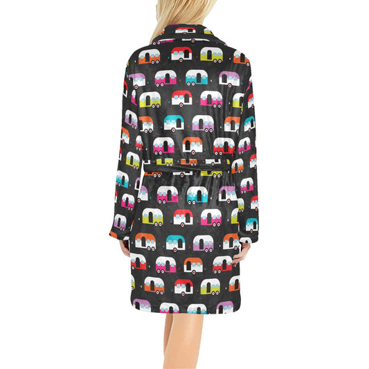 Camper Caravan Pattern Women's Fleece Robe