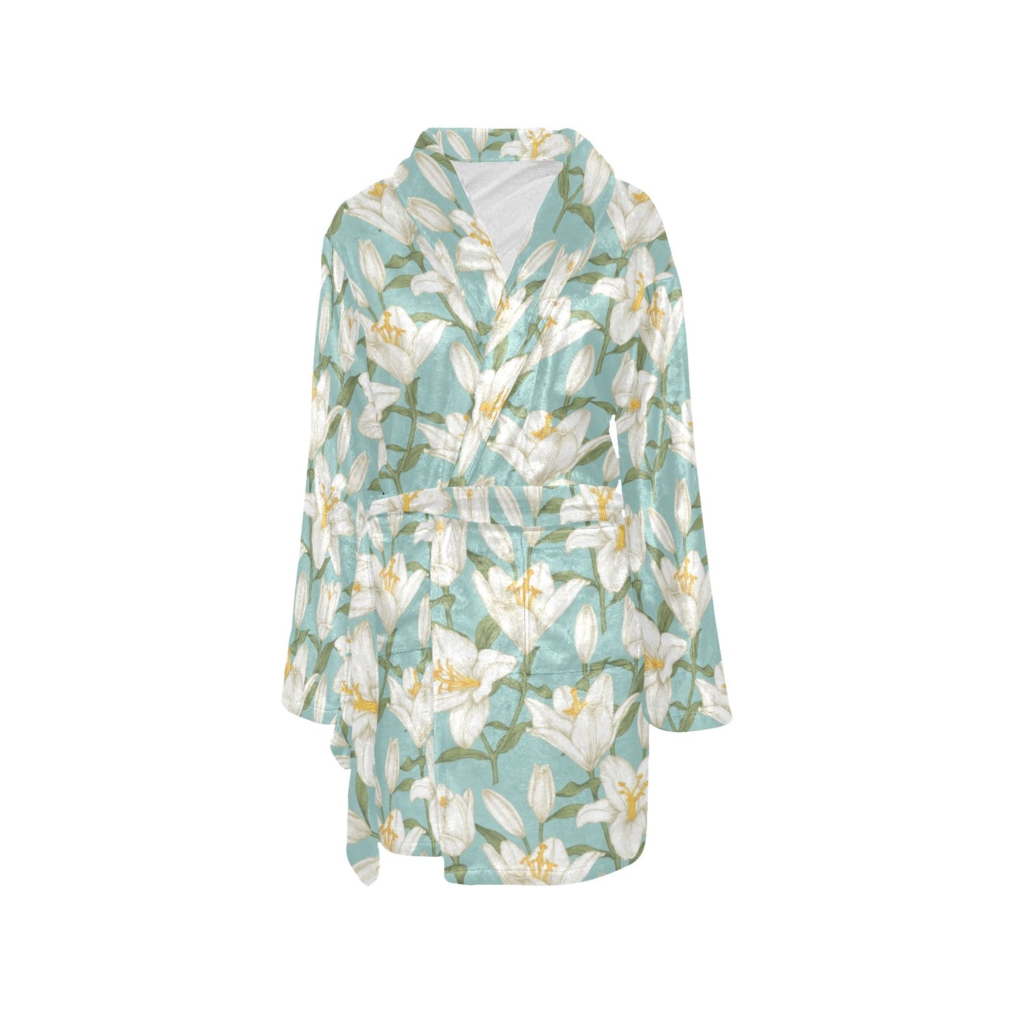 Lily Pattern Print Design LY09 Women's Fleece Robe
