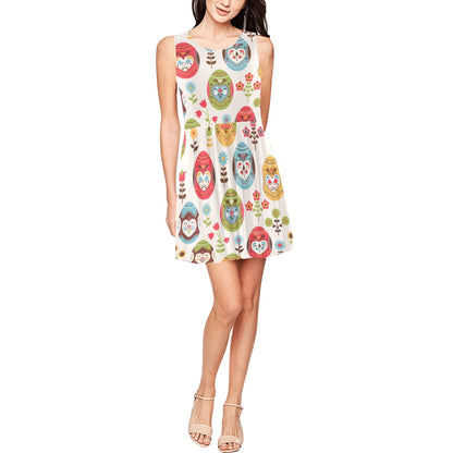 Easter Eggs Pattern Print Design RB011 Sleeveless Dress