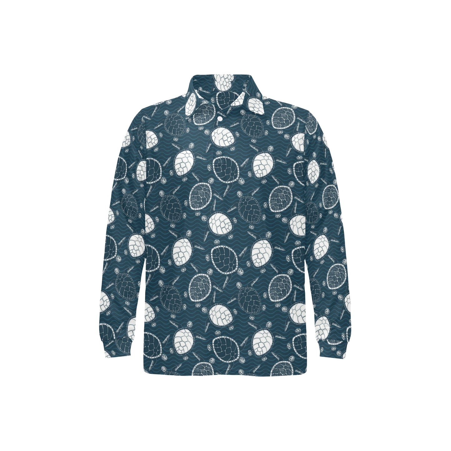 Sea Turtle Print Design LKS3015 Long Sleeve Polo Shirt For Men's
