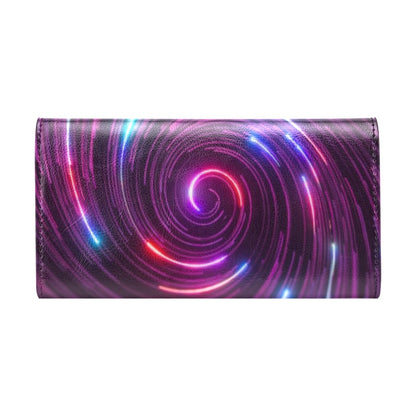 Vortex Twist Swirl Purple Neon Print Women's Trifold Wallet