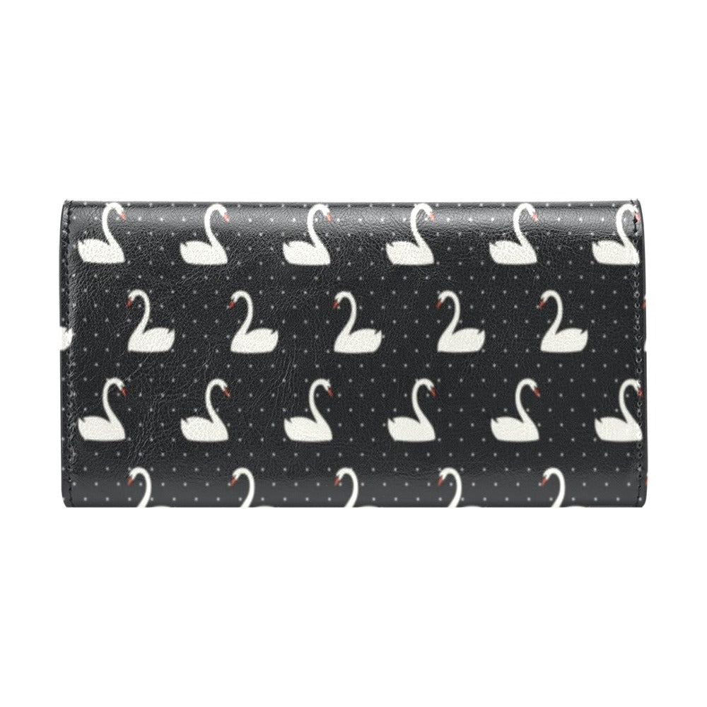 Swan Print Design LKS401 Women's Trifold Wallet