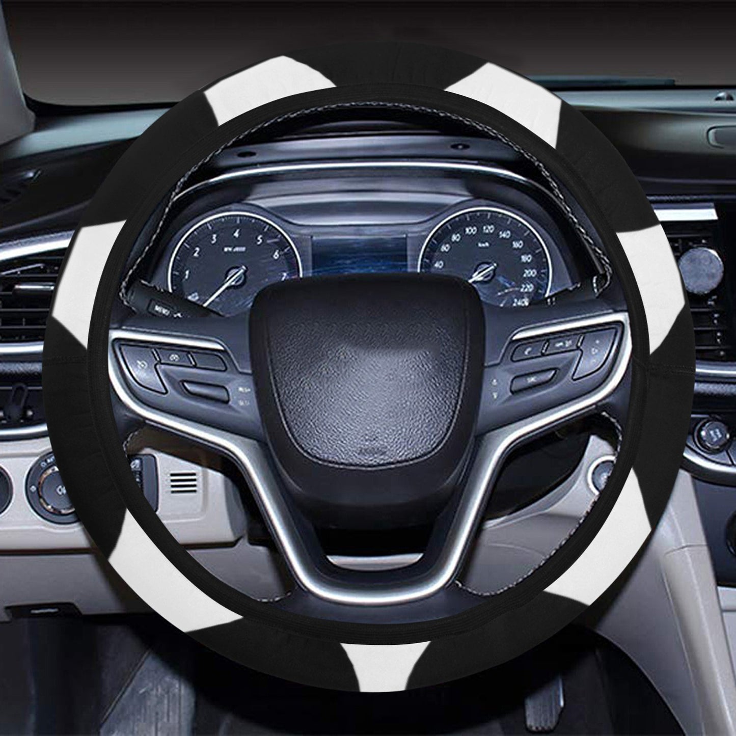 Soccer Ball Texture Print Design LKS303 Steering Wheel Cover with Elastic Edge