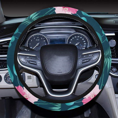 Summer Floral Print Design LKS301 Steering Wheel Cover with Elastic Edge