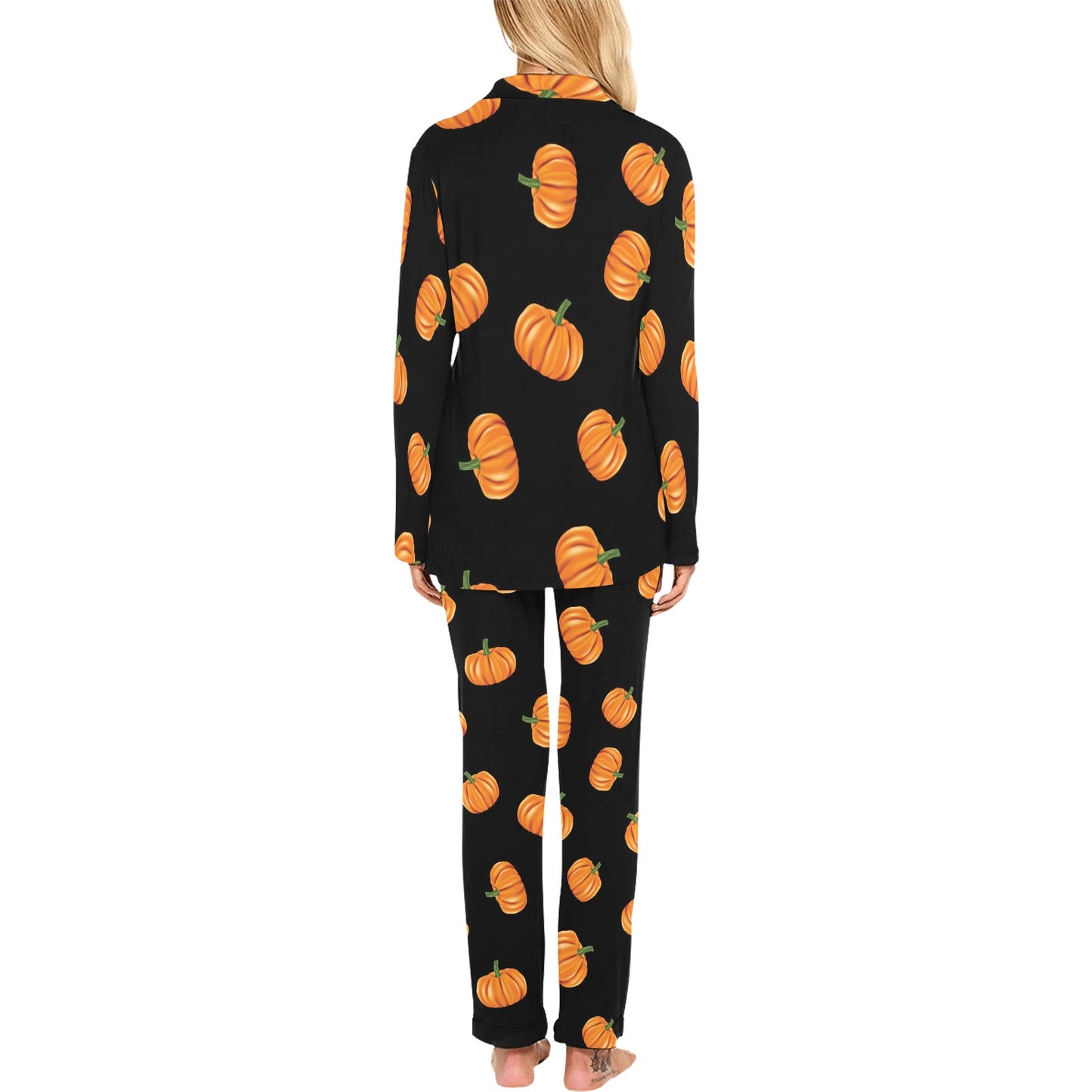 Pumpkin Pattern Print Design A05 Women's Long Pajama Set