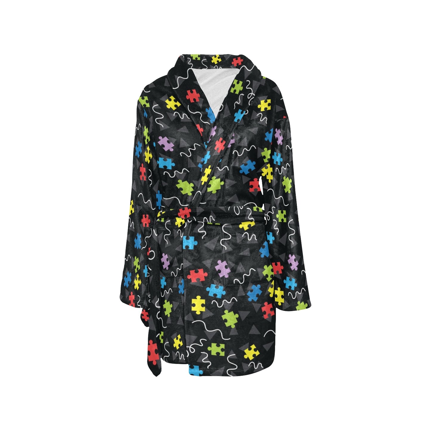 Autism Awareness Pattern Print Design 01 Women's Fleece Robe