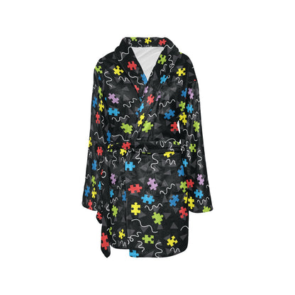 Autism Awareness Pattern Print Design 01 Women's Fleece Robe