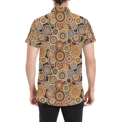Aboriginal Print Design LKS402 Men Short Sleeve Button Up Shirt