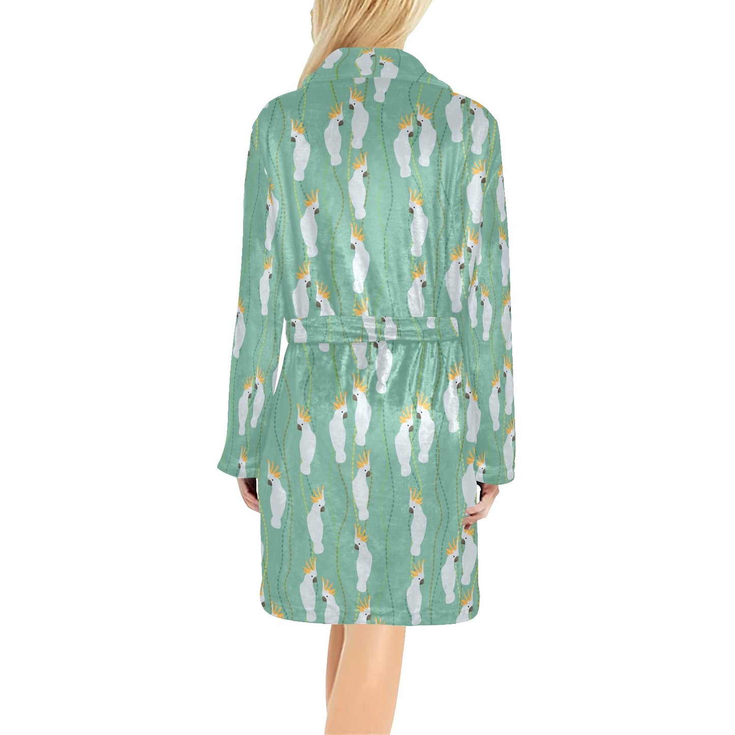 Cockatoo Pattern Print Design 01 Women's Fleece Robe