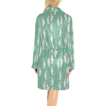 Cockatoo Pattern Print Design 01 Women's Fleece Robe