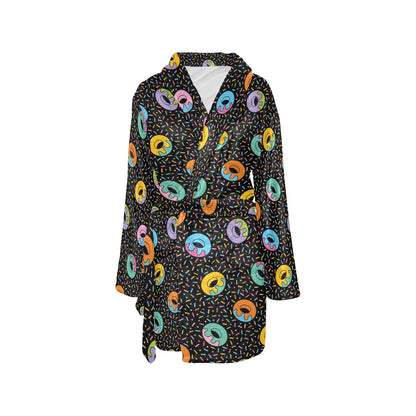 Donut Pattern Print Design DN012 Women's Fleece Robe