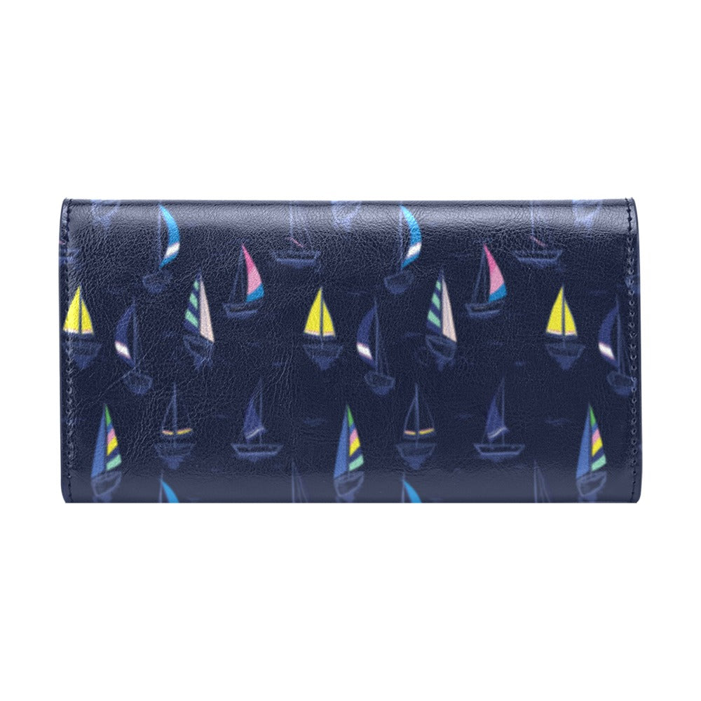 Sailboat Print Design LKS305 Women's Trifold Wallet