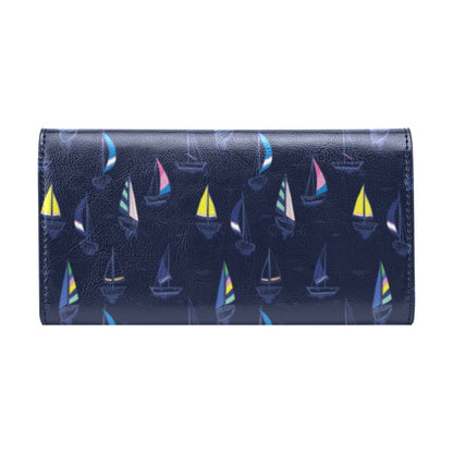 Sailboat Print Design LKS305 Women's Trifold Wallet