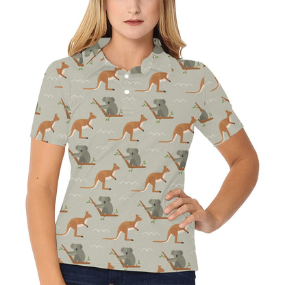 Koala Pattern Print Design 03 Women's Polo Shirt