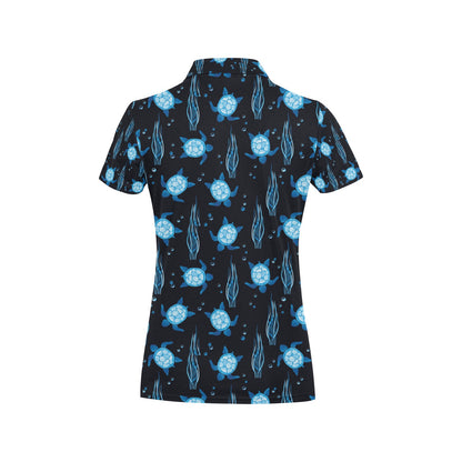 Sea Turtle Print Design LKS3013 Women's Polo Shirt
