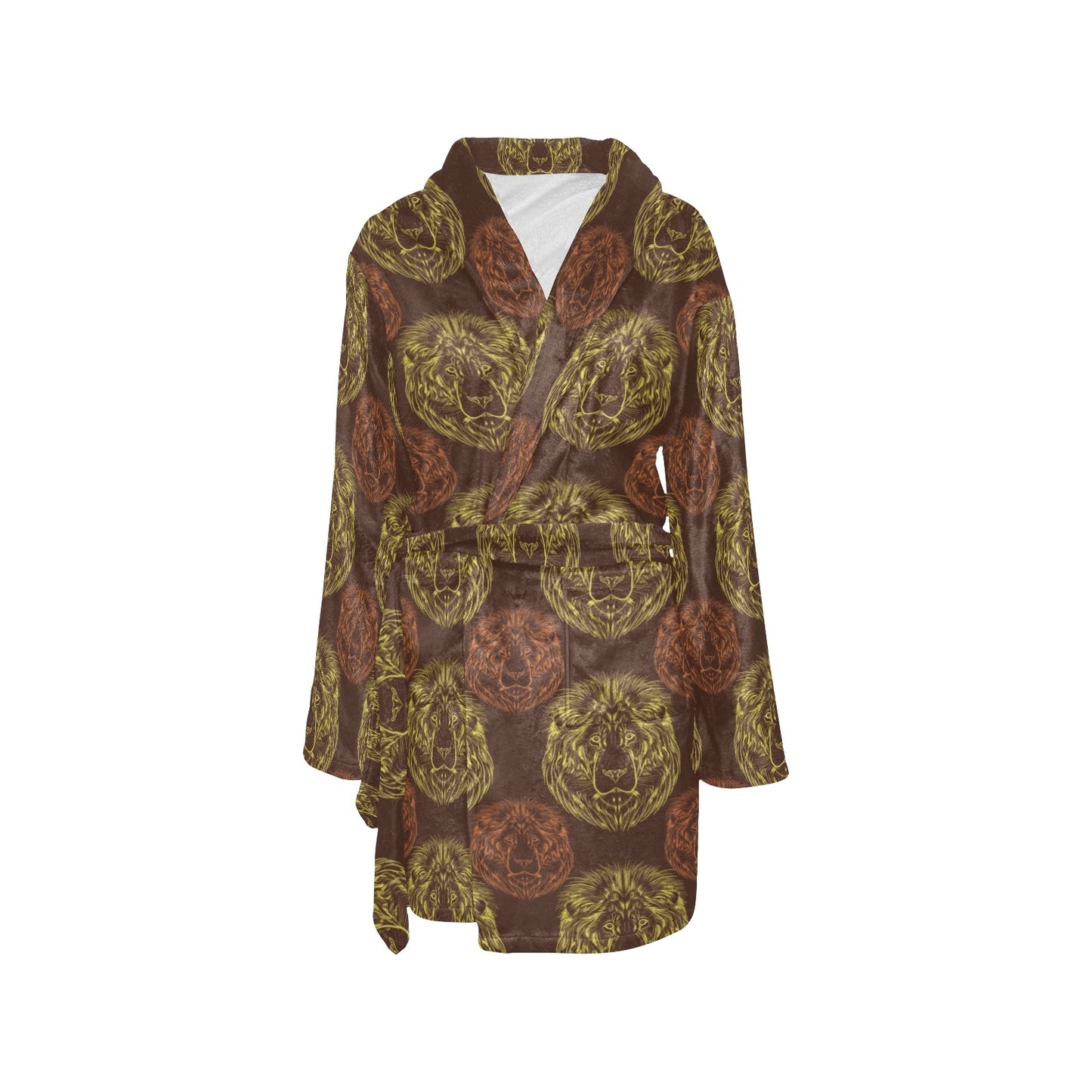 Lion Pattern Print Design 04 Women's Fleece Robe