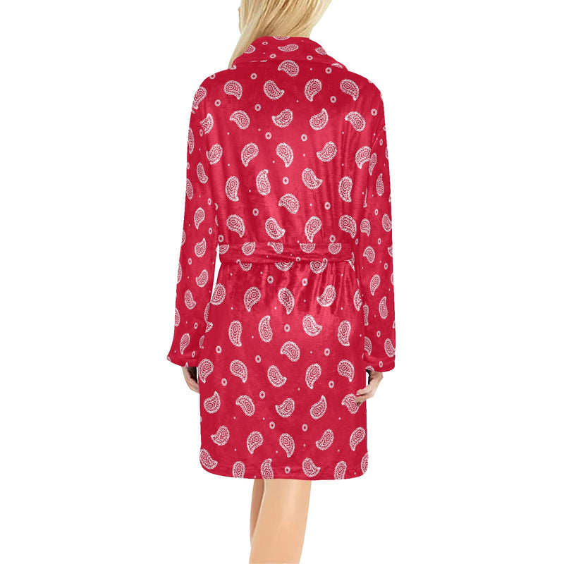 Bandana Red Paisley Print Design LKS305 Women's Fleece Robe