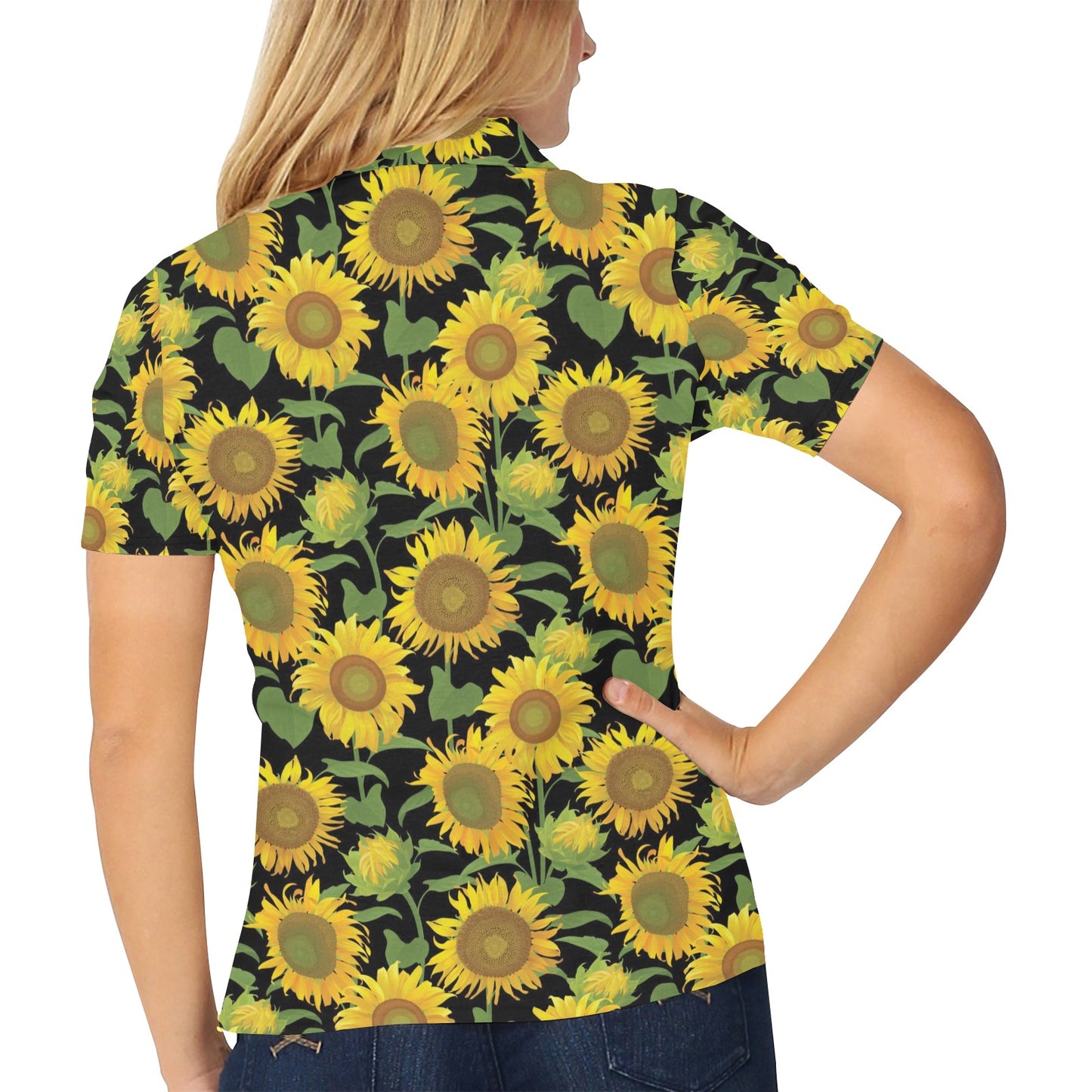Sunflower Print Design LKS302 Women's Polo Shirt