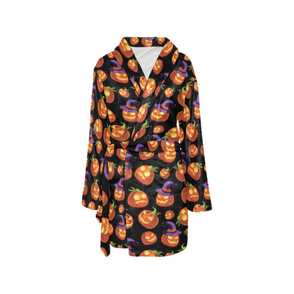 Witch Pumpkin Halloween Print LKS302 Women's Fleece Robe
