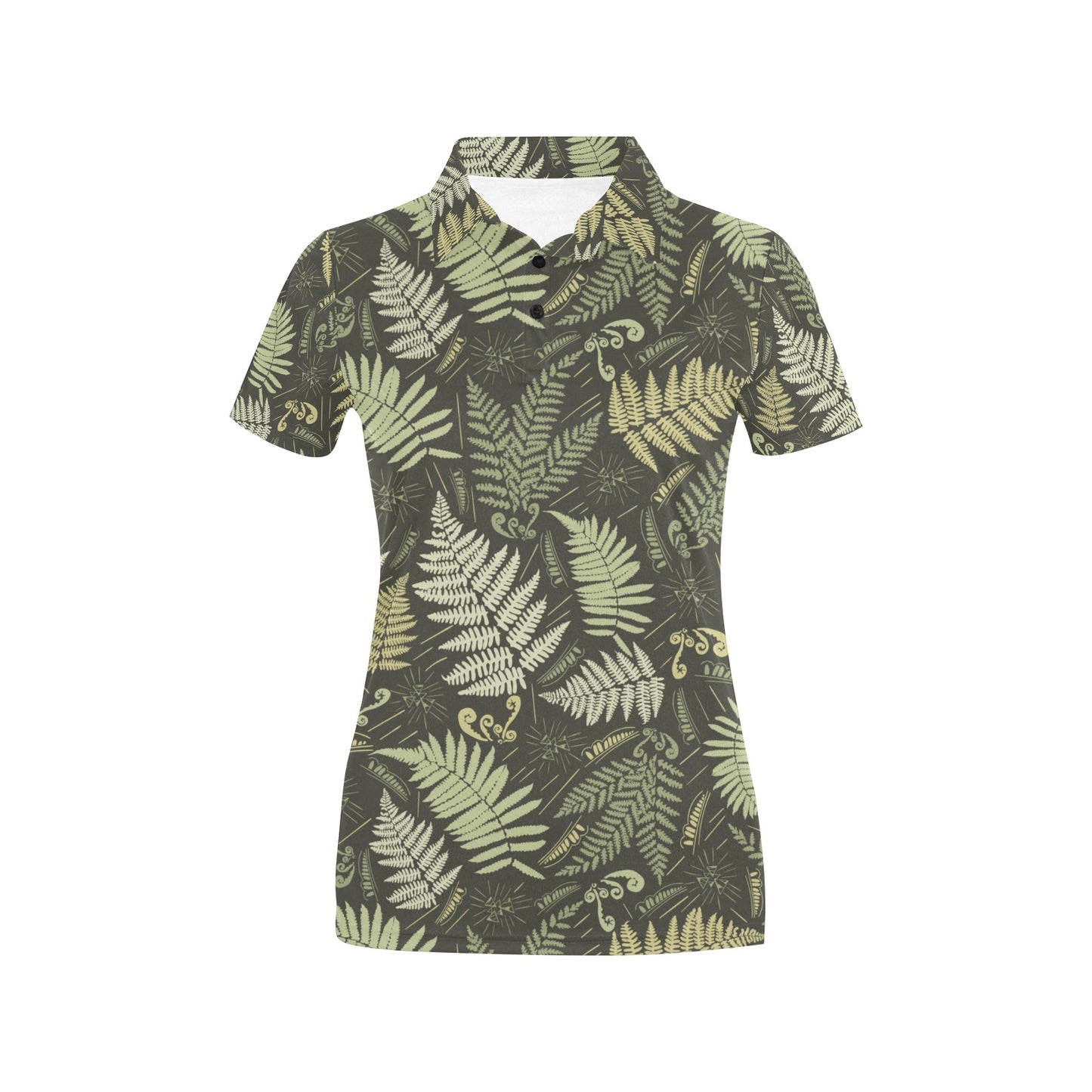 Fern Leave Green Print Pattern Women's Polo Shirt