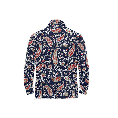 Paisley Pattern Print Design A05 Long Sleeve Polo Shirt For Men's