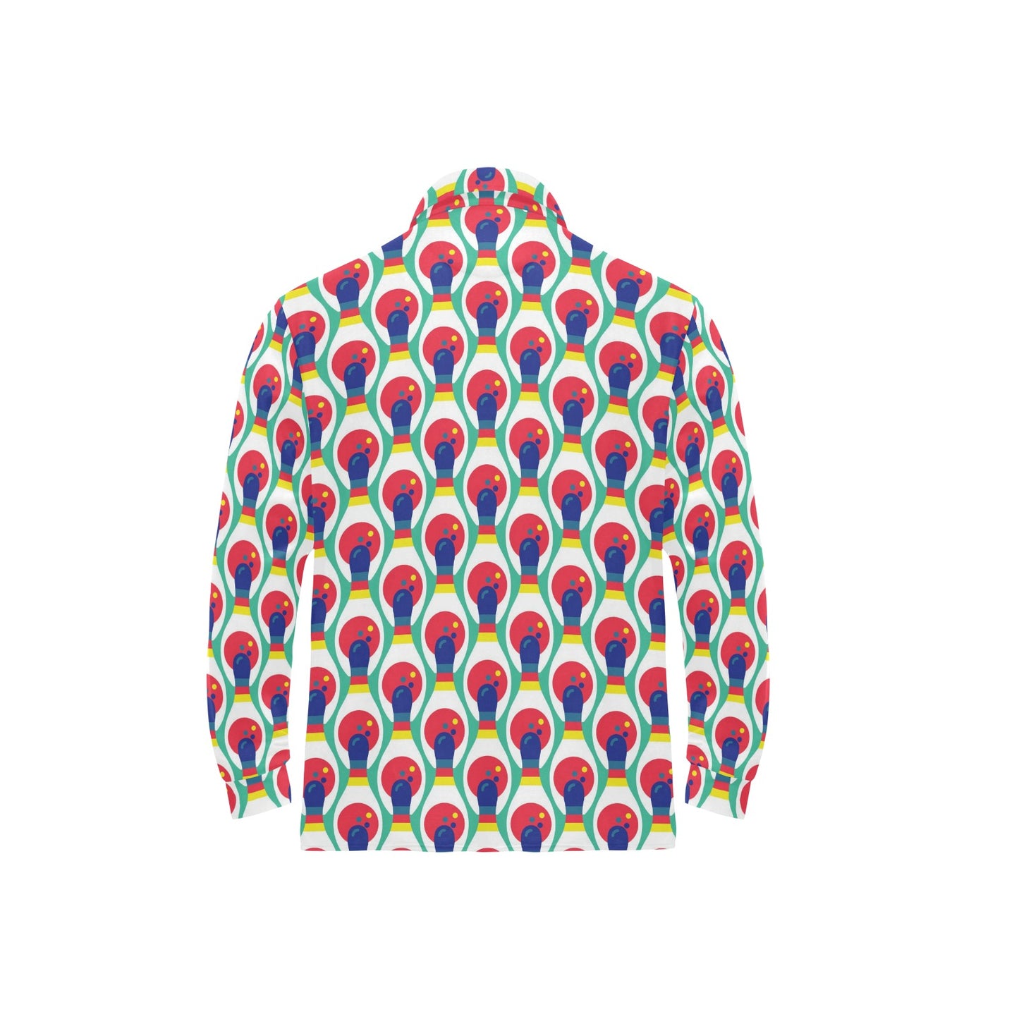 Bowling Pattern Print Design 05 Long Sleeve Polo Shirt For Men's