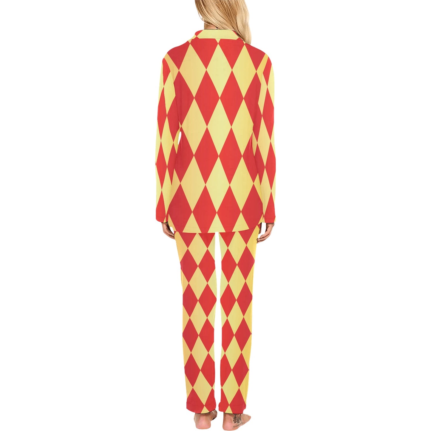 Harlequin Pattern Print Design 03 Women's Long Pajama Set