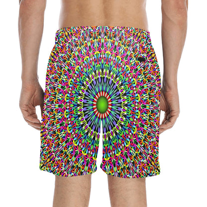 Bohemian Colorful Style Print Men's Swim Trunks Beach Shorts