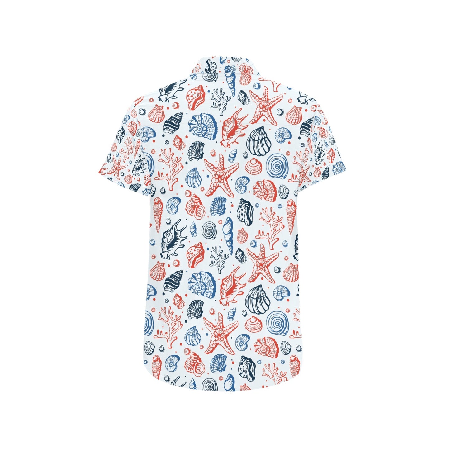 Seashell Print Design LKS307 Men Short Sleeve Button Up Shirt