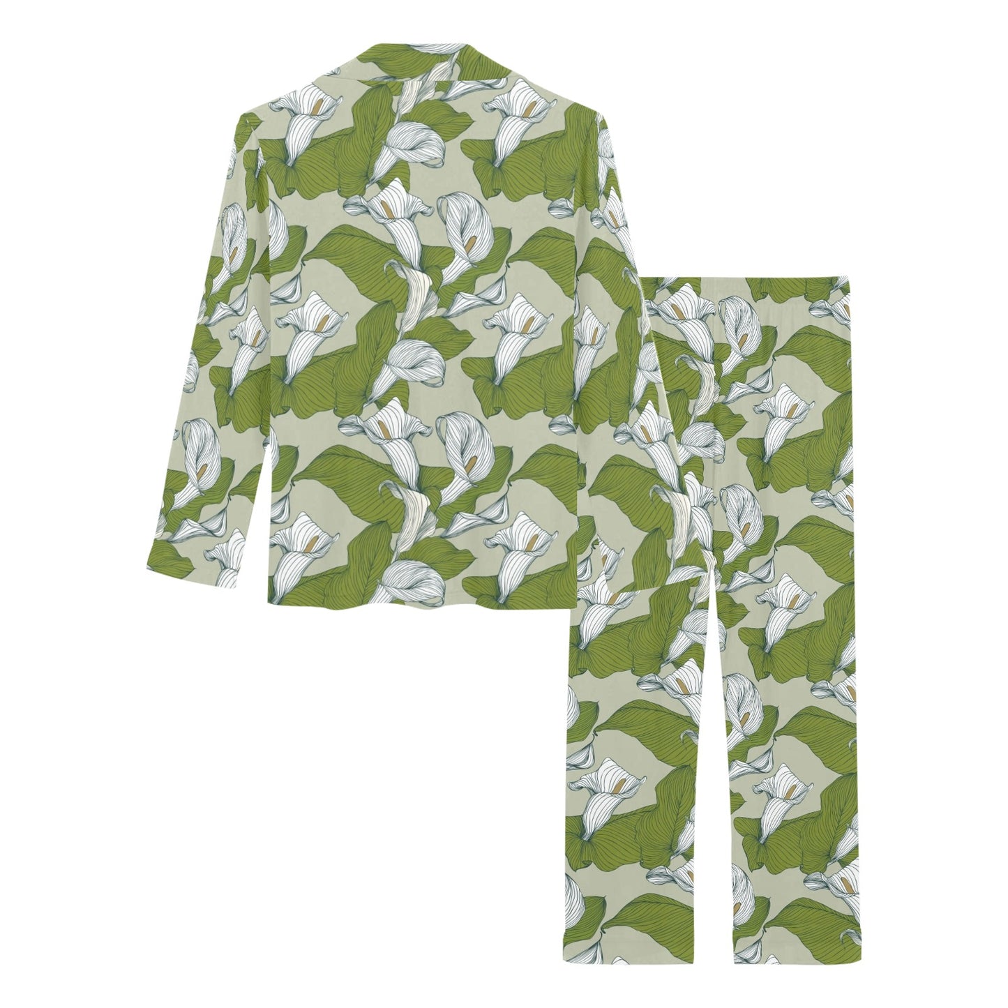 Lily Pattern Print Design LY08 Women's Long Pajama Set