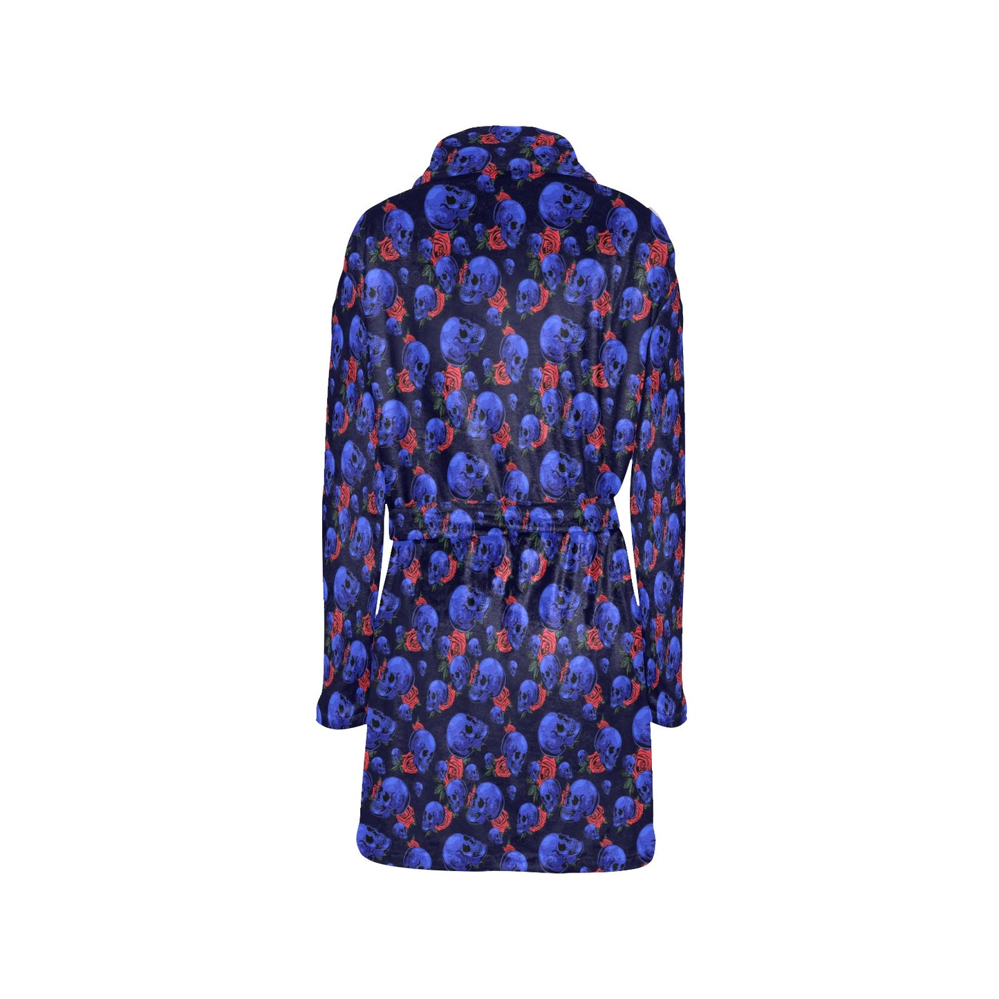 Skull Roses Neon Design Themed Print Women's Fleece Robe