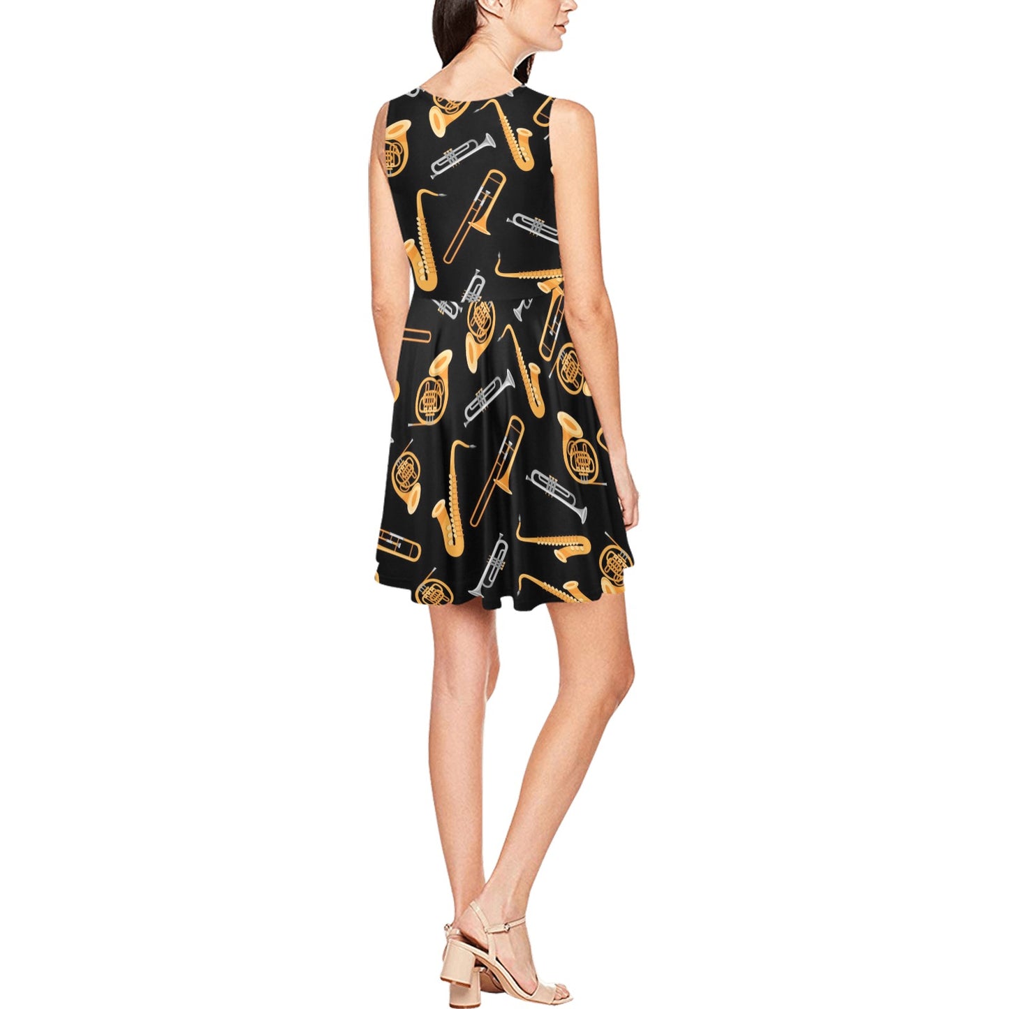Jazz Pattern Print Design 01 Sleeveless Dress