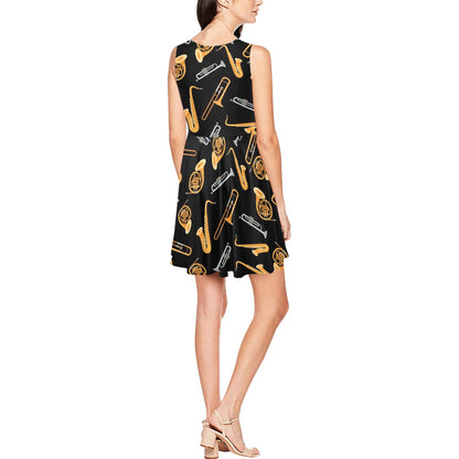 Jazz Pattern Print Design 01 Sleeveless Dress