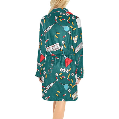 Nurse Pattern Print Design A05 Women's Fleece Robe