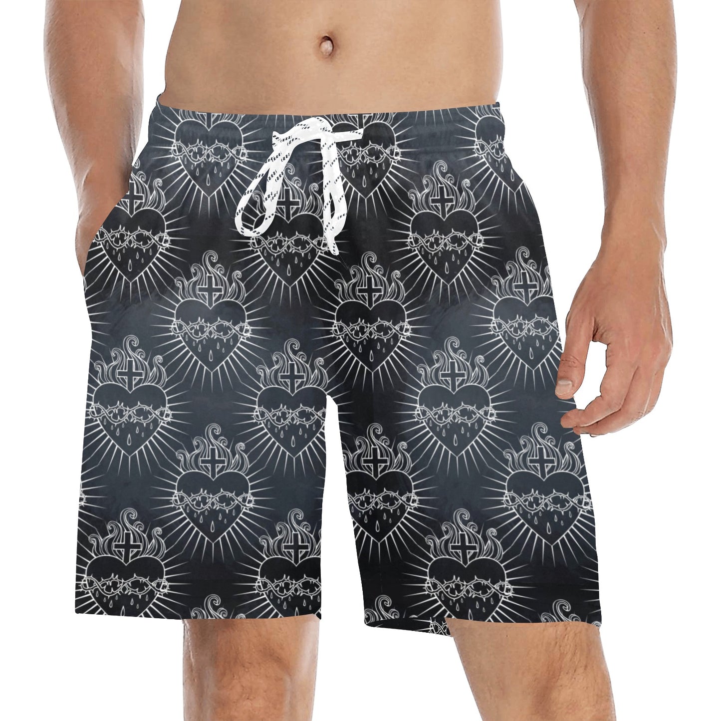 Christian Heart Tattoo Style Men's Swim Trunks Beach Shorts