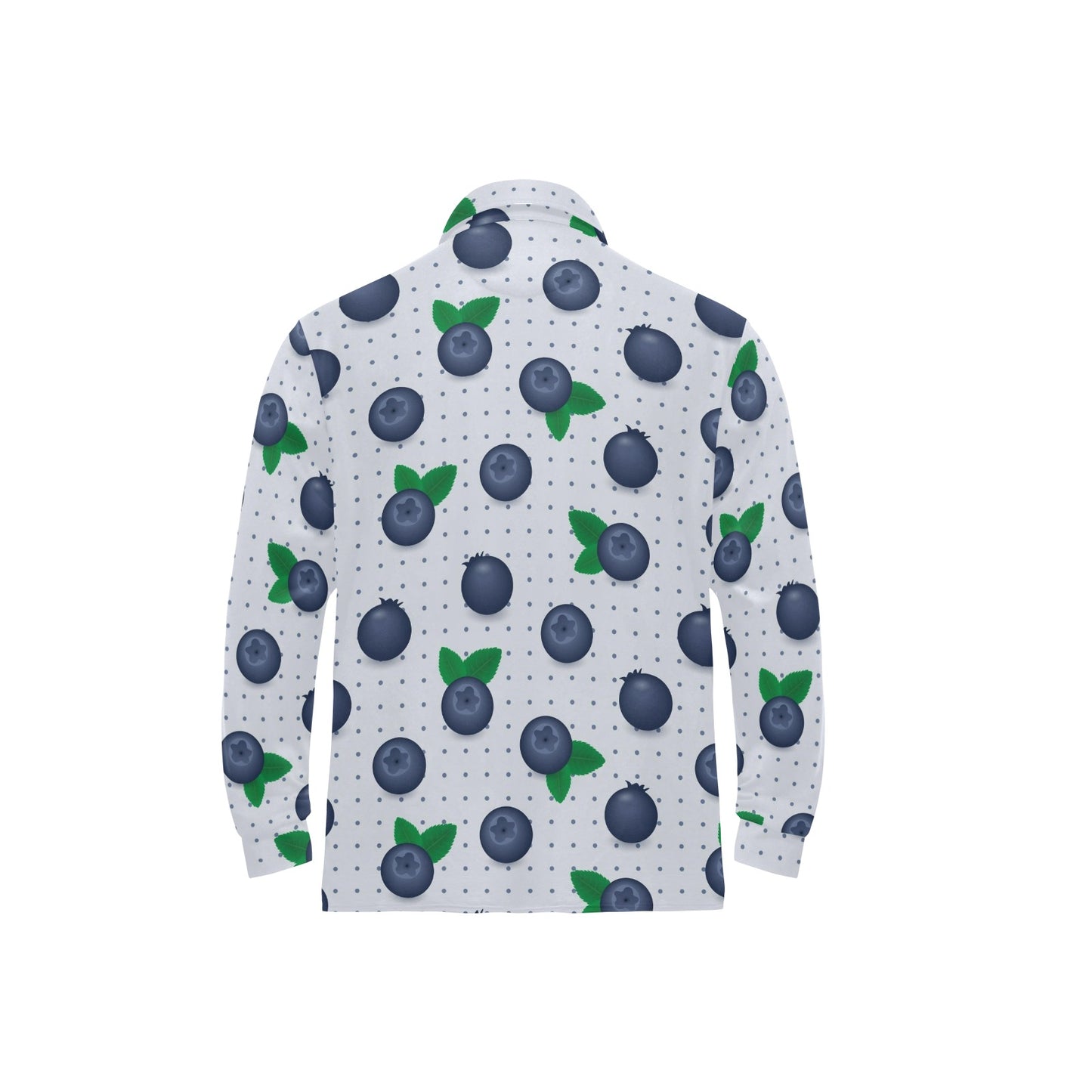 Blueberry Pattern Print Design BB02 Long Sleeve Polo Shirt For Men's