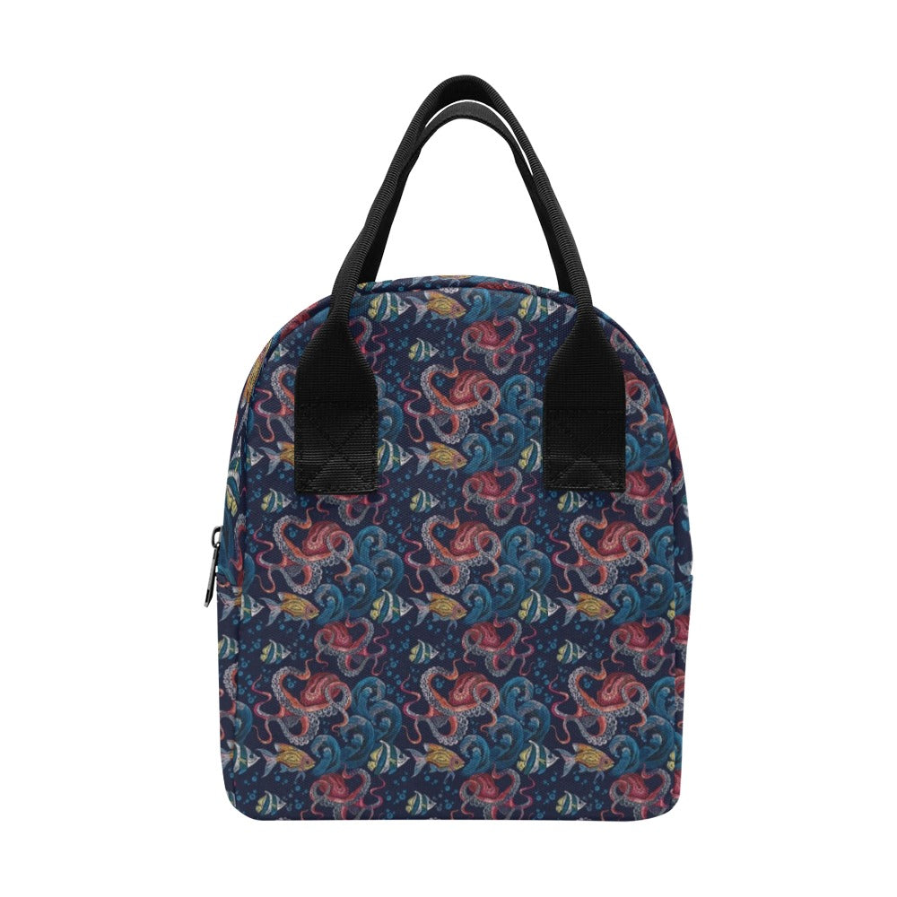 Underwater Giant Squid Print Design LKS302 Insulated Lunch Bag