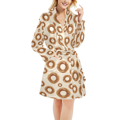 Bagel Pattern Print Design 01 Women's Fleece Robe