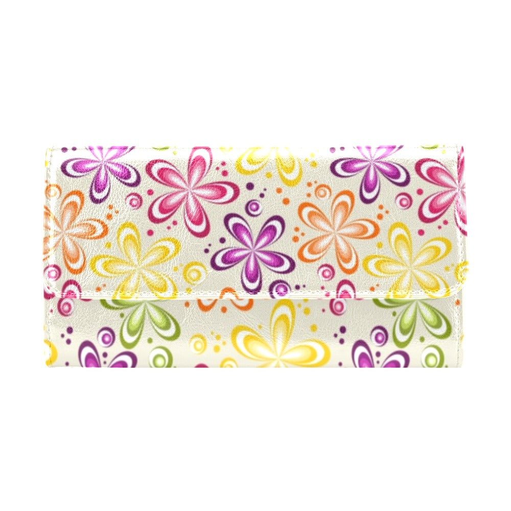 Flower Power Colorful Design Print Women's Trifold Wallet