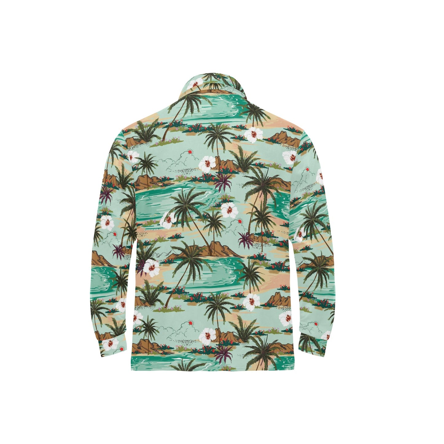 Pacific island Pattern Print Design A03 Long Sleeve Polo Shirt For Men's