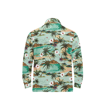Pacific island Pattern Print Design A03 Long Sleeve Polo Shirt For Men's