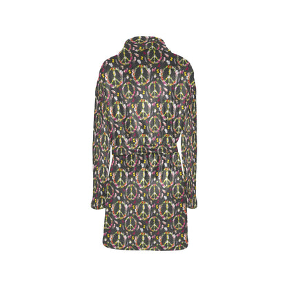 Peace Sign flowers Design Print Women's Fleece Robe